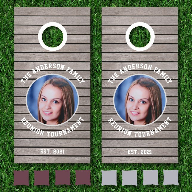 Custom Family Photo Name Text Personalized Cornhole Set (Creator Uploaded)
