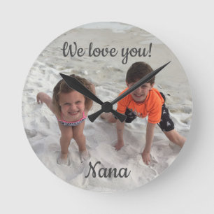Custom Family Photo Nana Round Clock