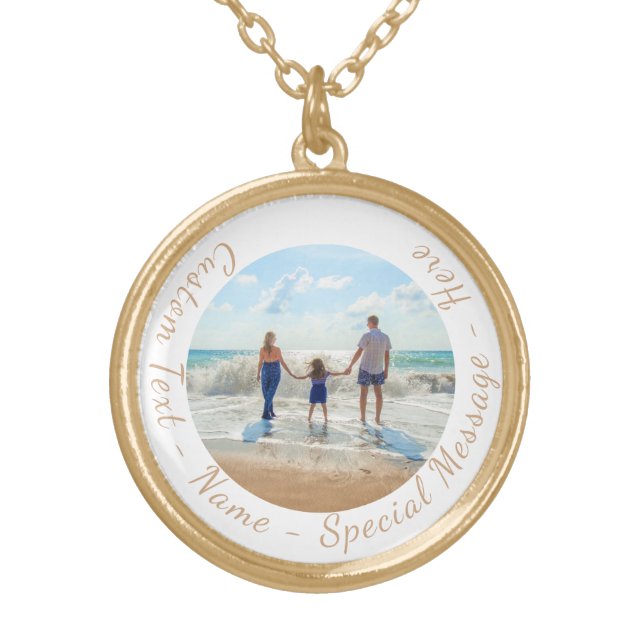 Custom Family Photo Necklace Personalized Text (Front)
