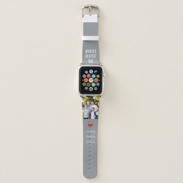 Custom Family Photo -Okayest Dad Apple Watch Band  (Front)