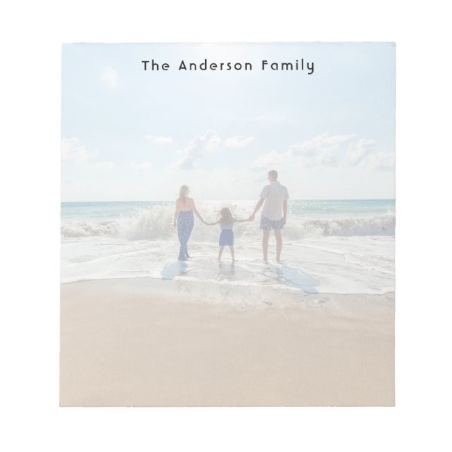 Custom family photo on beach notepad