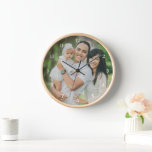 Custom Family Photo Overlay Clock<br><div class="desc">Create a special one of a kind round or square wall clock. The personalized clock design features simple modern fonts overlaid onto your full bleed family photo. Use the design tools to add more photos and text, and choose any fonts and colors to match your own home decor style. A...</div>