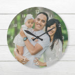 Custom Family Photo Overlay Large Clock<br><div class="desc">Create a special one of a kind round or square wall clock. The personalized clock design features simple modern fonts overlaid onto your full bleed family photo. Use the design tools to add more photos and text, and choose any fonts and colors to match your own home decor style. A...</div>