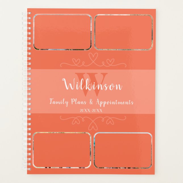 Custom Family Photo Peach Design Appointment Planner (Front)