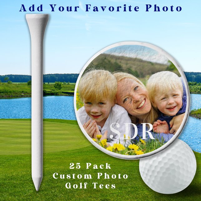 Custom Family Photo Personalized 3 Letter Monogram Golf Tees (Creator Uploaded)