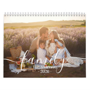 Custom Family Photo Personalized Dusty Purple Calendar