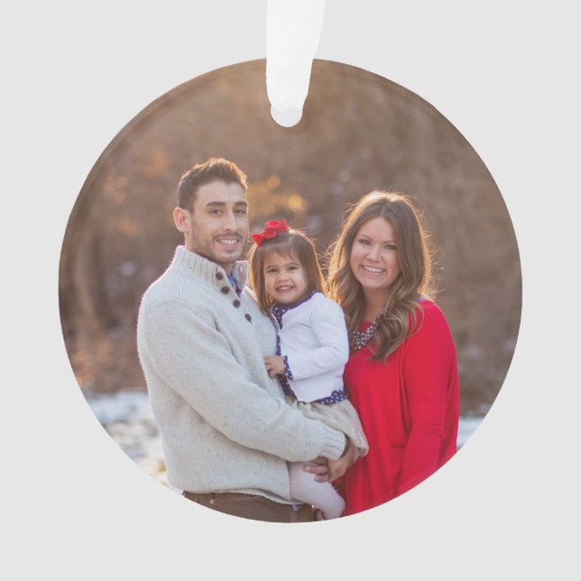 Custom Family Photo Personalized Holiday Ornament (Front)