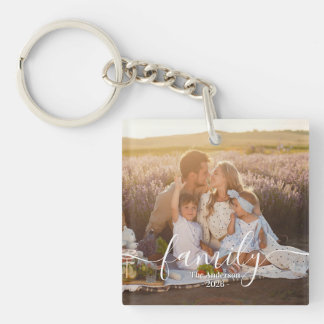 Custom Family Photo - Personalized Last Name Keychain