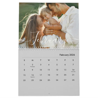 Custom Family Photo | Personalized Modern Gray Calendar