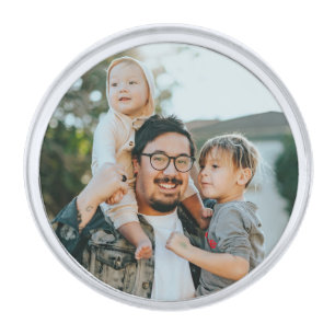 Custom Family Photo Personalized   Silver Finish Lapel Pin