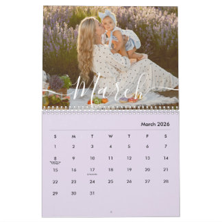 Custom Family Photo | Personalized Soft Lavender Calendar
