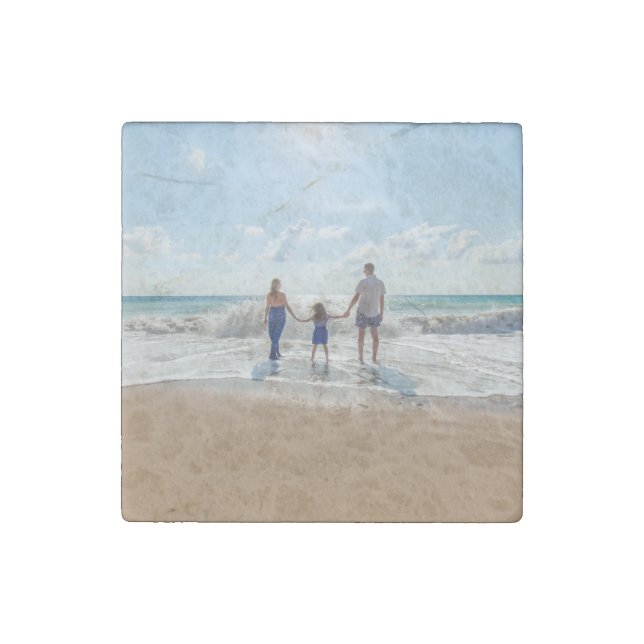 Custom Family Photo Personalized  Stone Magnet (Front)