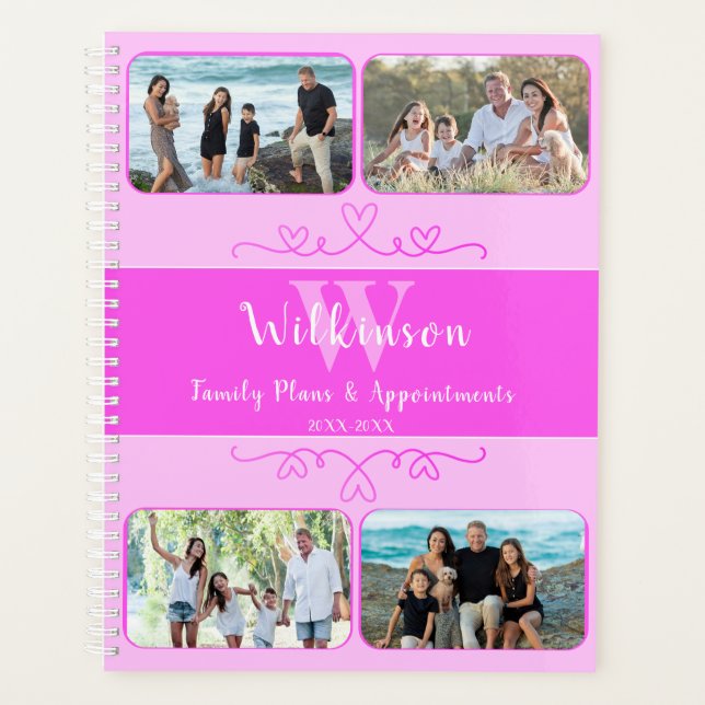 Custom Family Photo Pink Design Appointment Planner (Front)