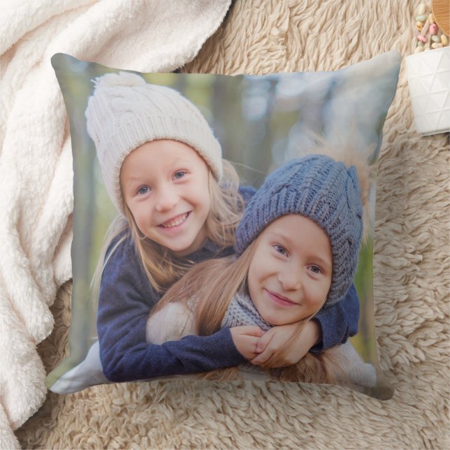 Custom Family Photo Seasonal Christmas Throw Pillow (Blanket)