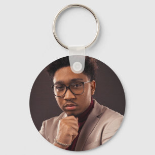 Custom family photo simple minimalist keychain