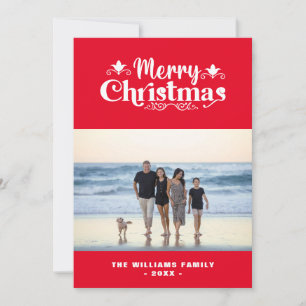 Custom Family Photo Simple Modern Merry Christmas Holiday Card