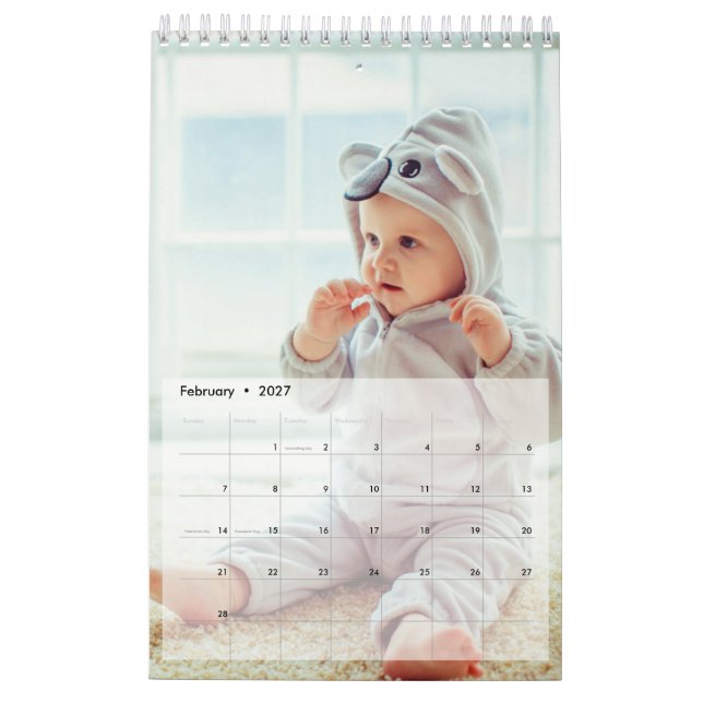 Custom Family Photo Single Page Layout Calendar (Feb 2027)