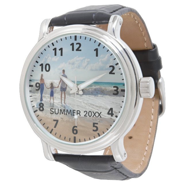 Custom family photo summer vacation text watch (Angled)