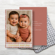 Custom Family Photo Terracotta Beige Christmas