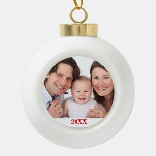Custom Family Photo Text Templates Holiday Gift Ceramic Ball Christmas Ornament