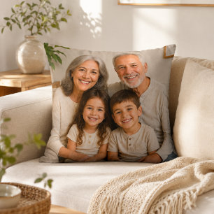 Custom Family Photo Throw Pillow for Grandparents