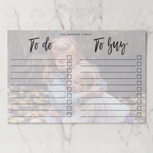 Custom Family Photo - To Do & To Buy List Paper Pad (Front)