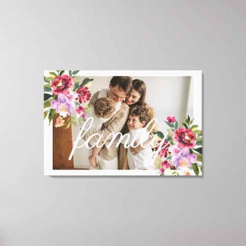 custom family photo typography floral canvas print
