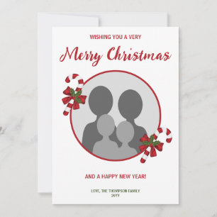 Custom Family Photo With Candy Canes Christmas Holiday Card