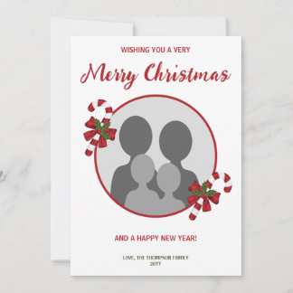 Custom Family Photo With Candy Canes Christmas Holiday Card