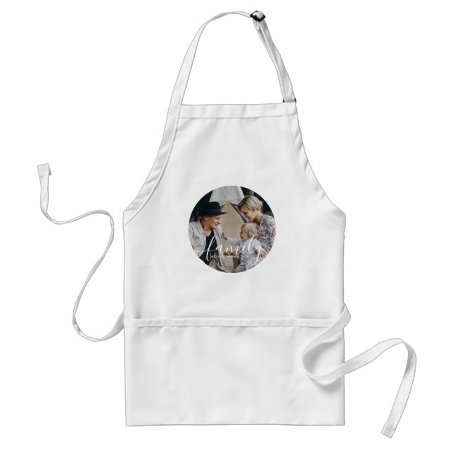 Custom family photo with custom name adult apron (Front)