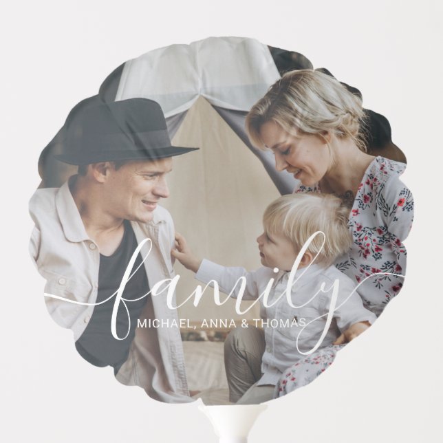 Custom family photo with custom name balloon (Front)