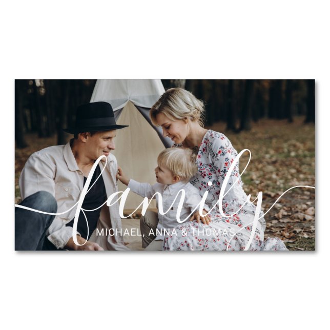 Custom family photo with custom name business card magnet (Front)