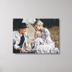 Custom family photo with custom name canvas print