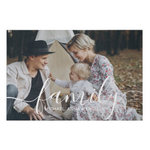 Custom family photo with custom name faux canvas print