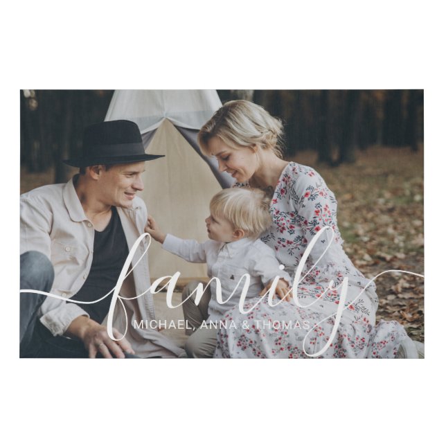 Custom family photo with custom name faux canvas print (Front)