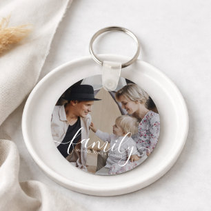 Custom family photo with custom name keychain