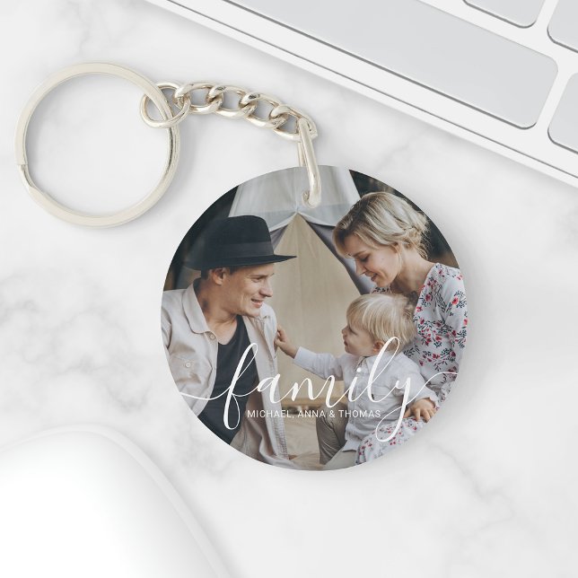 Custom family photo with custom name keychain (Creator Uploaded)