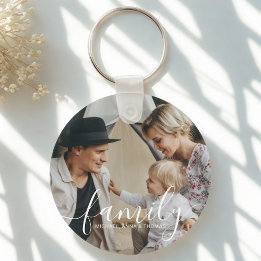 Custom family photo with custom name keychain