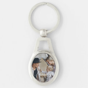 Custom family photo with custom name keychain