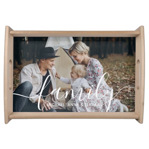 Custom family photo with custom name serving tray