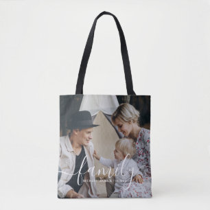Custom family photo with custom name tote bag
