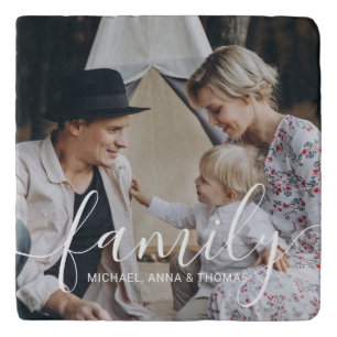 Custom family photo with custom name trivet