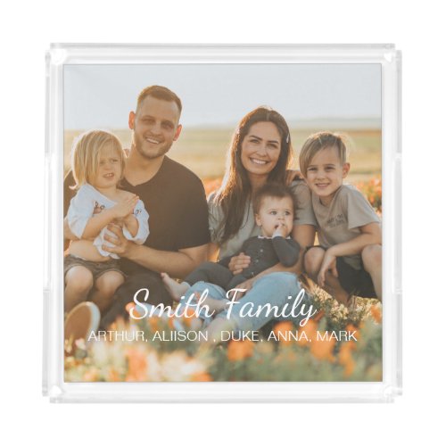 Custom family photo with custom names    acrylic tray