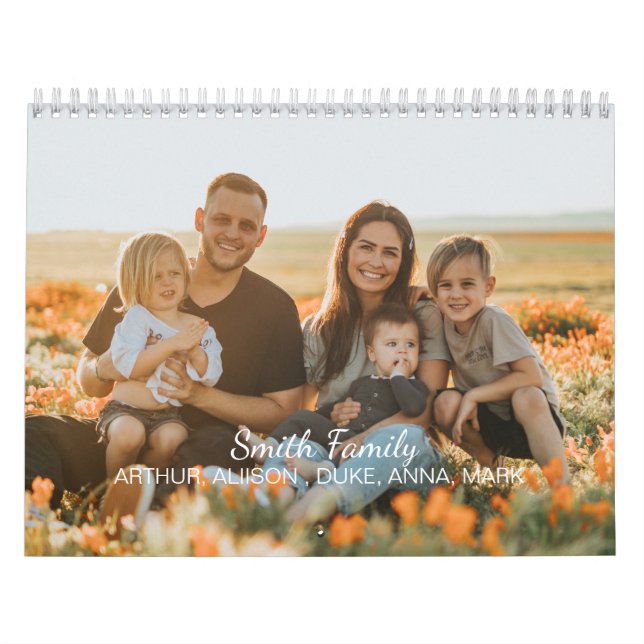 Custom family photo with custom names     calendar (Cover)