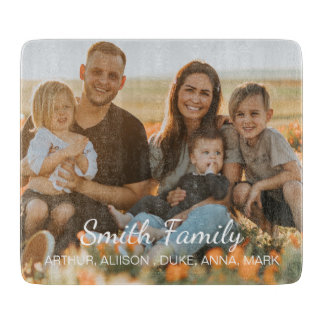 Custom family photo with custom names cutting board