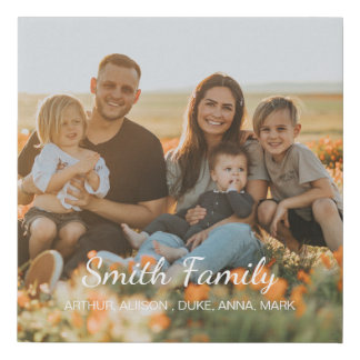 Custom family photo with custom names gifts faux canvas print