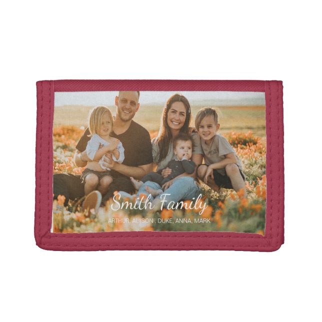 Custom family photo with custom names   trifold wallet (Front)