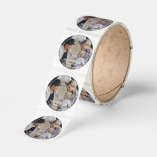 Custom family photo with family name classic round sticker
