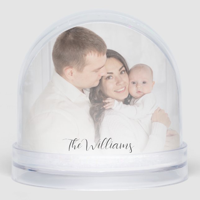 Custom Family Photo with Text | Christmas Keepsake Snow Globe (Front)