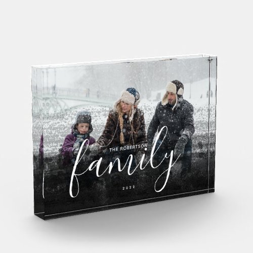 Custom Family Photography Black Abstract Overlay Photo Block